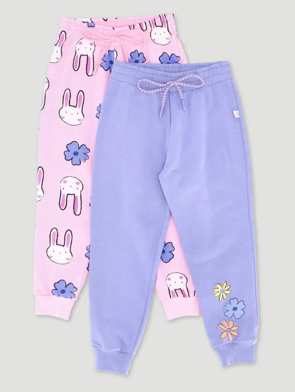 Pre-Girls 2 Pack Bunny Print Jogger - Blue/Pink sold by Edgars