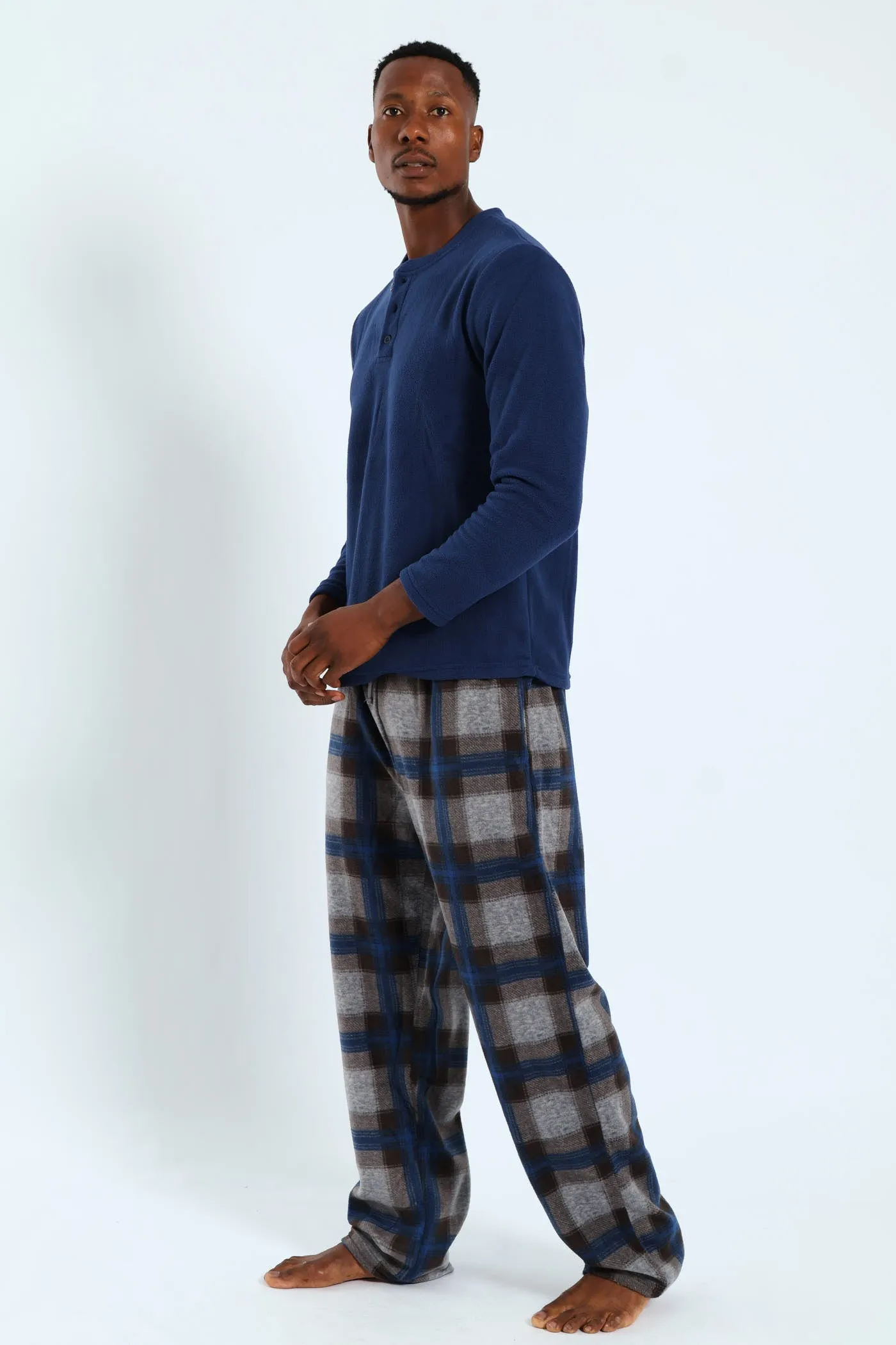 Polar Fleece Long Sleeve Top & Check Pant Pj Set - Indigo sold by Edgars product image thumbnail 4