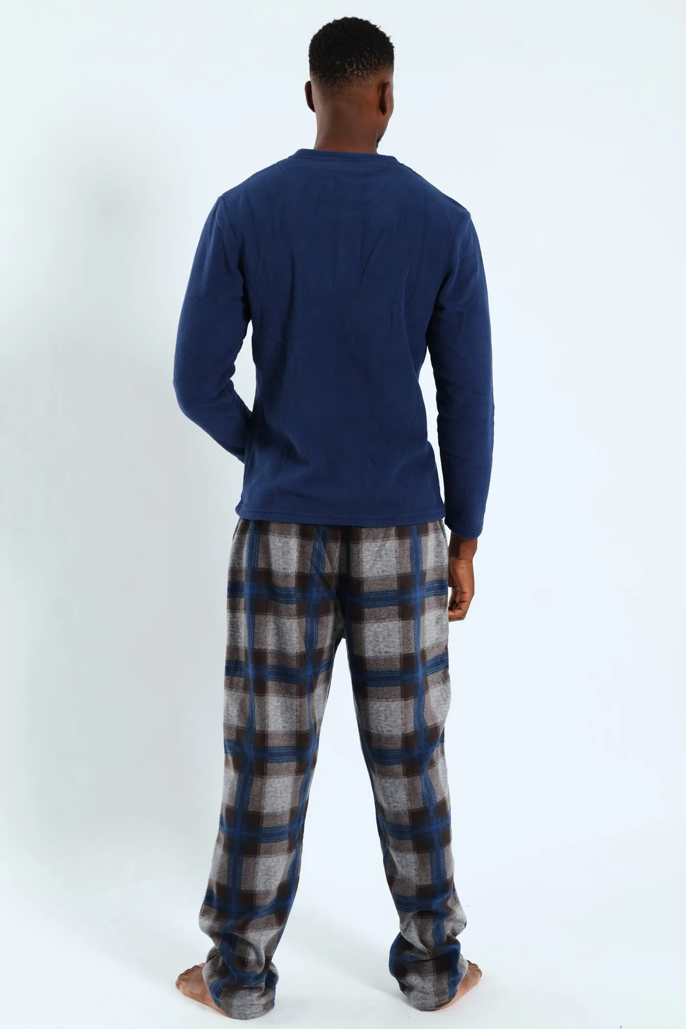Polar Fleece Long Sleeve Top & Check Pant Pj Set - Indigo sold by Edgars product image thumbnail 3