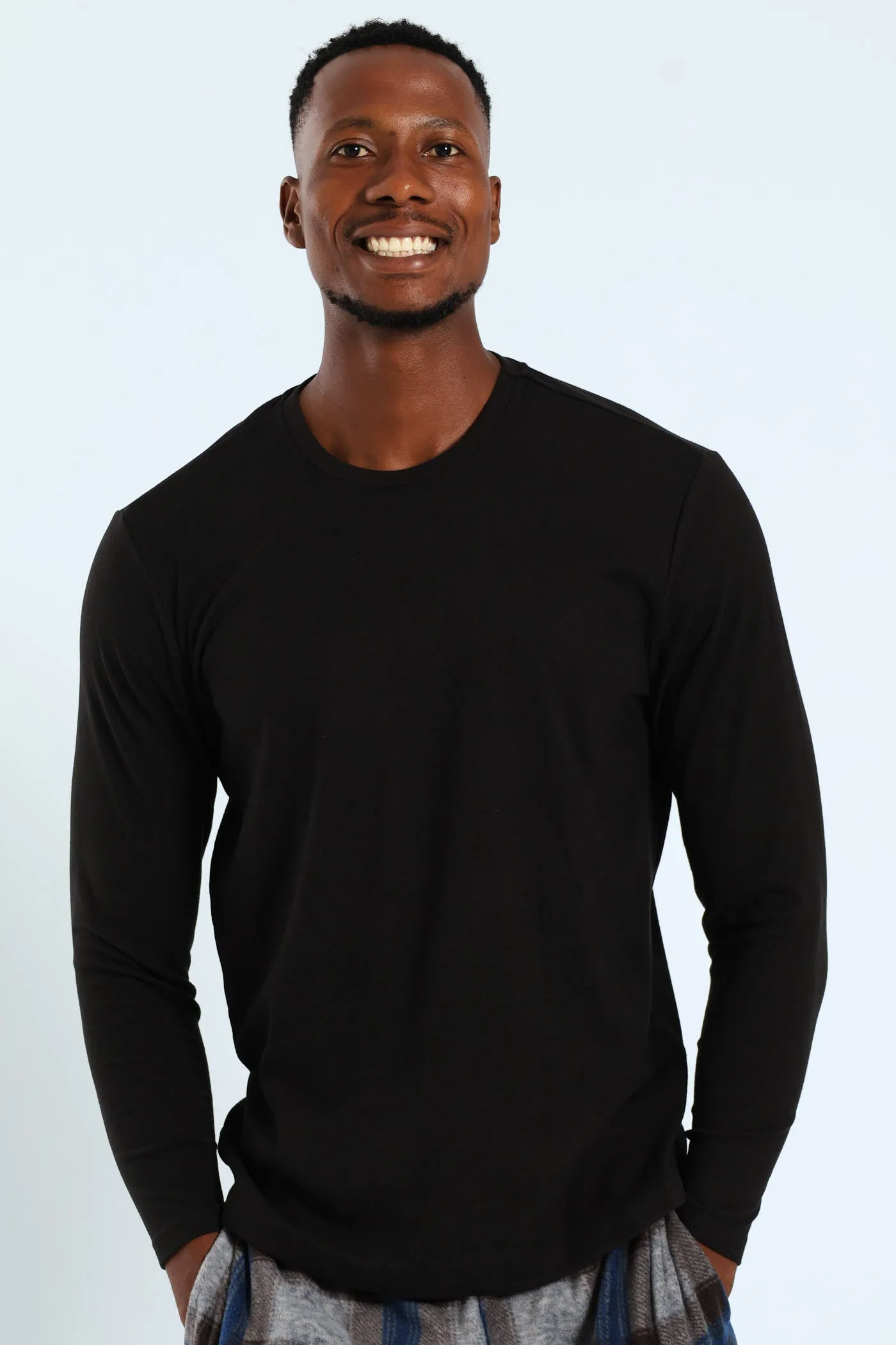 Long Sleeve Interlock Sleep Top - Black sold by Edgars
