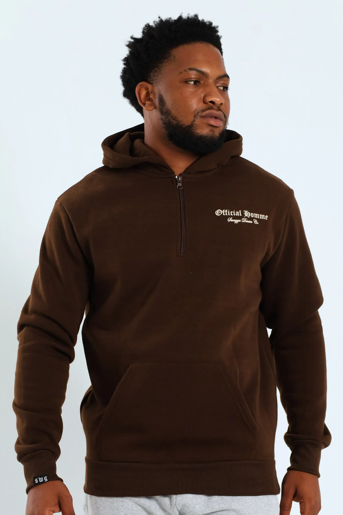 Back Print Zip Detail Hoody - Brown sold by Edgars