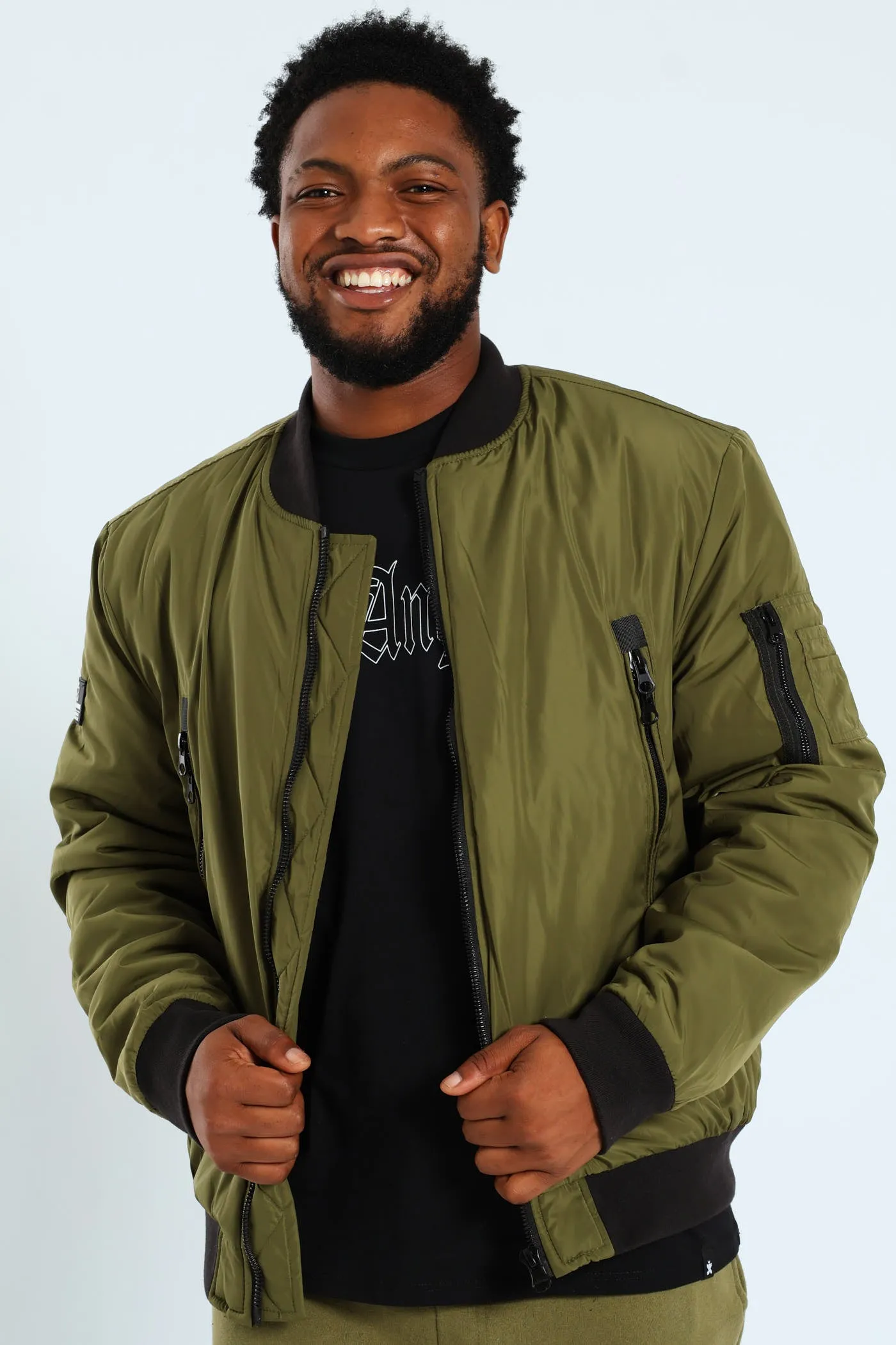 Longer Zip Bomber Jacket - Olive sold by Edgars product image thumbnail 4
