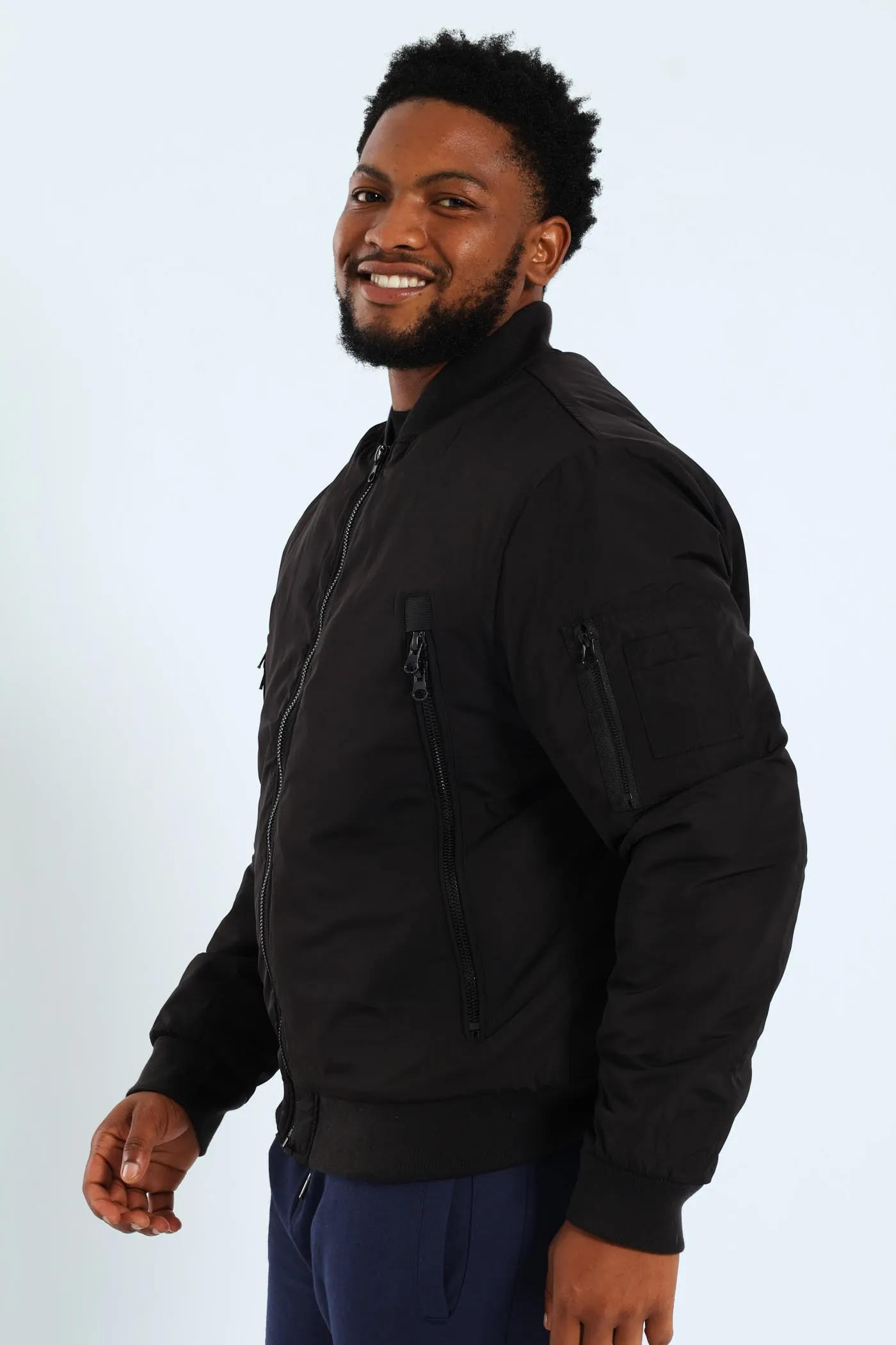 Longer Zip Bomber Jacket - Black sold by Edgars product image thumbnail 3