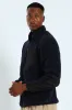 Polar Fleece Nylon Combo Zip Through Jacket - Navy/Black sold by Edgars