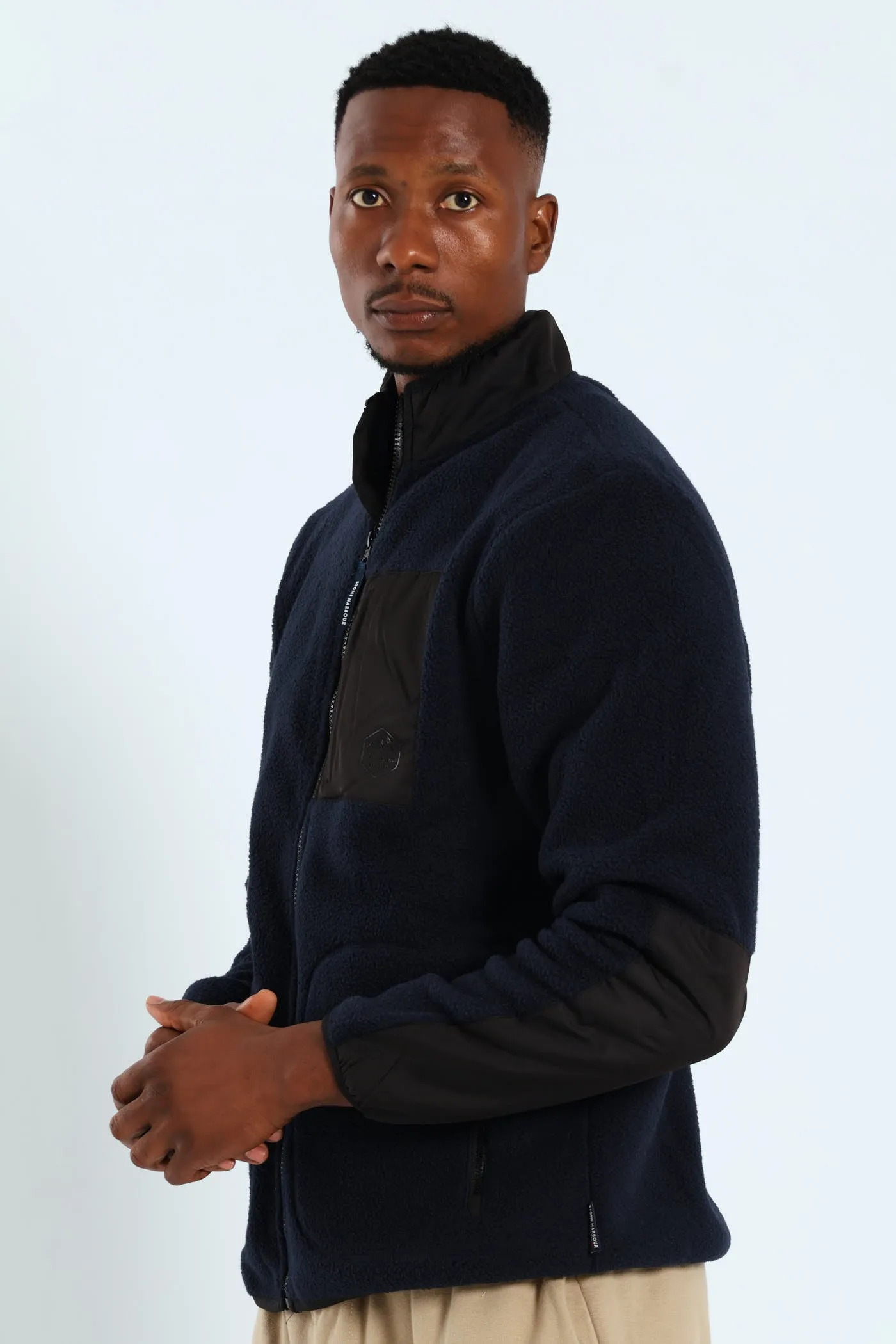 Polar Fleece Nylon Combo Zip Through Jacket - Navy/Black sold by Edgars product image thumbnail 3