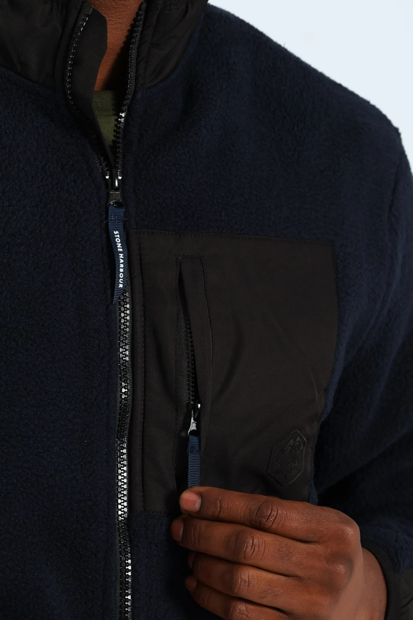 Polar Fleece Nylon Combo Zip Through Jacket - Navy/Black sold by Edgars product image thumbnail 4