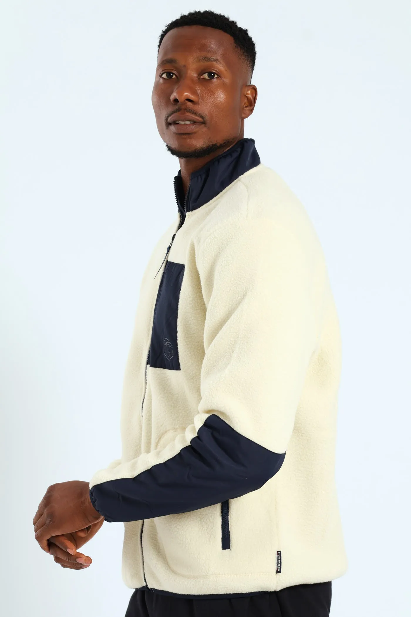 Polar Fleece Nylon Combo Zip Through Jacket - Light Stone/Navy sold by Edgars product image thumbnail 4