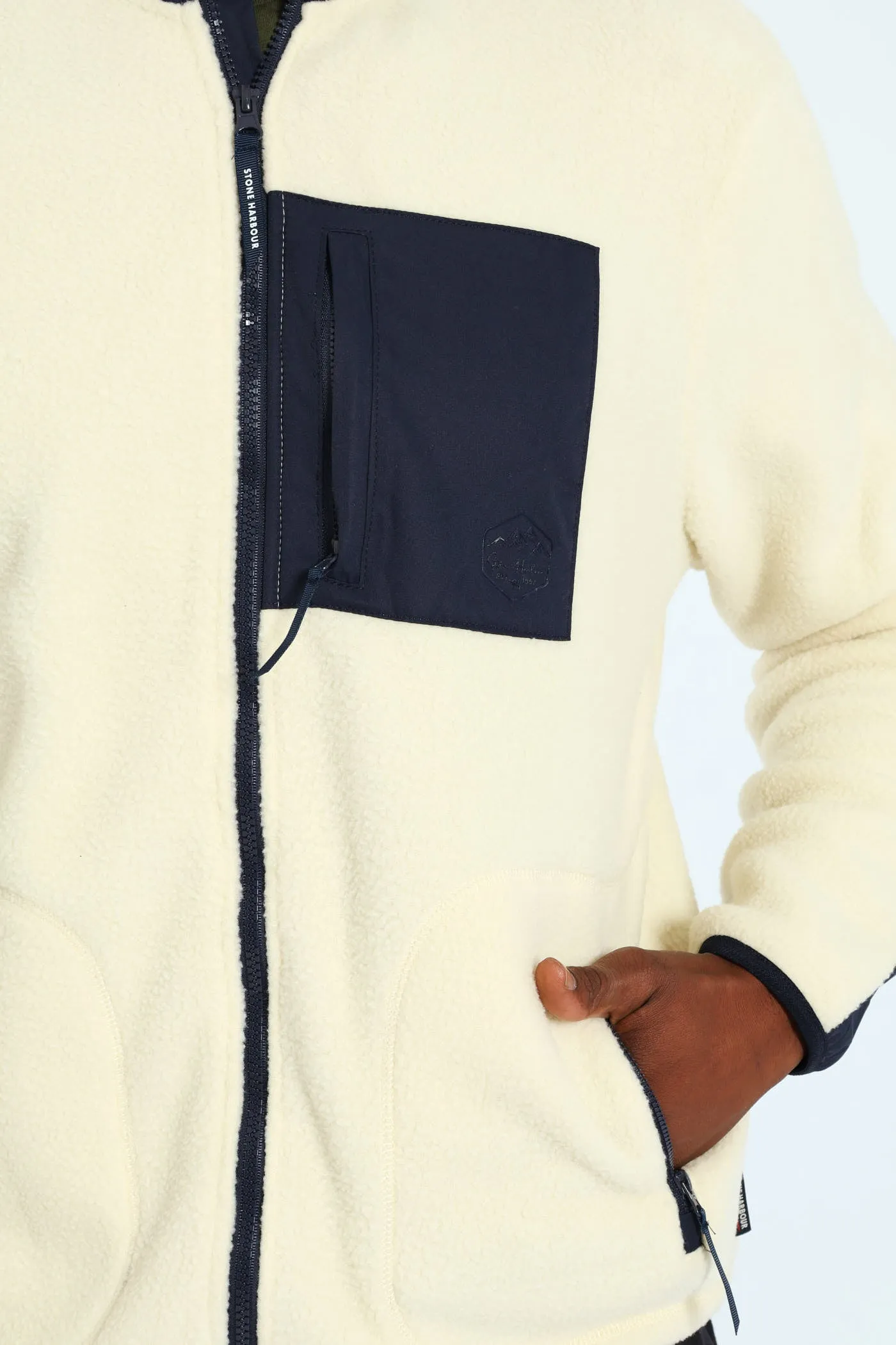 Polar Fleece Nylon Combo Zip Through Jacket - Light Stone/Navy sold by Edgars product image thumbnail 5