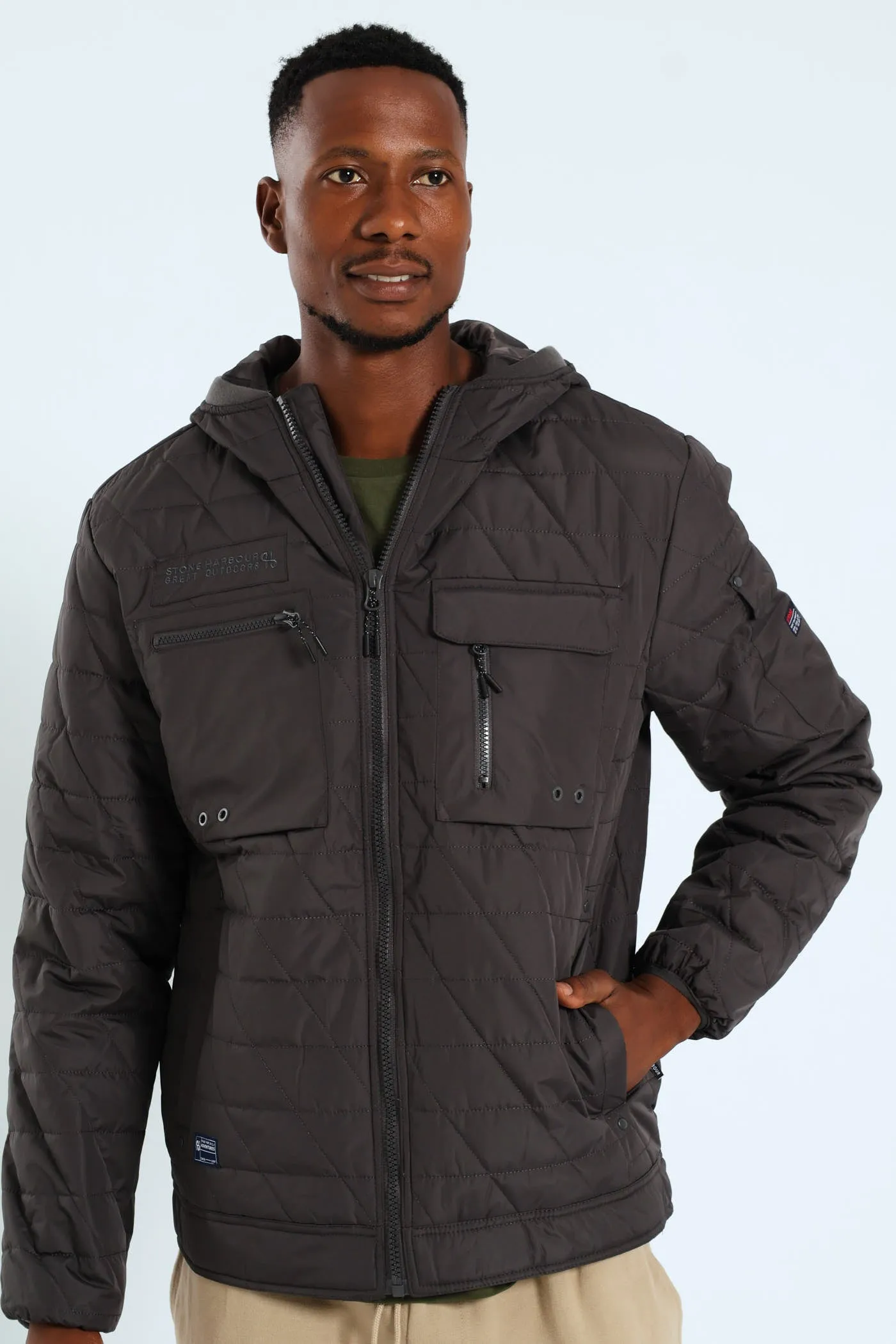 Charcoal Quilted Utility Jacket - Charcoal sold by Edgars