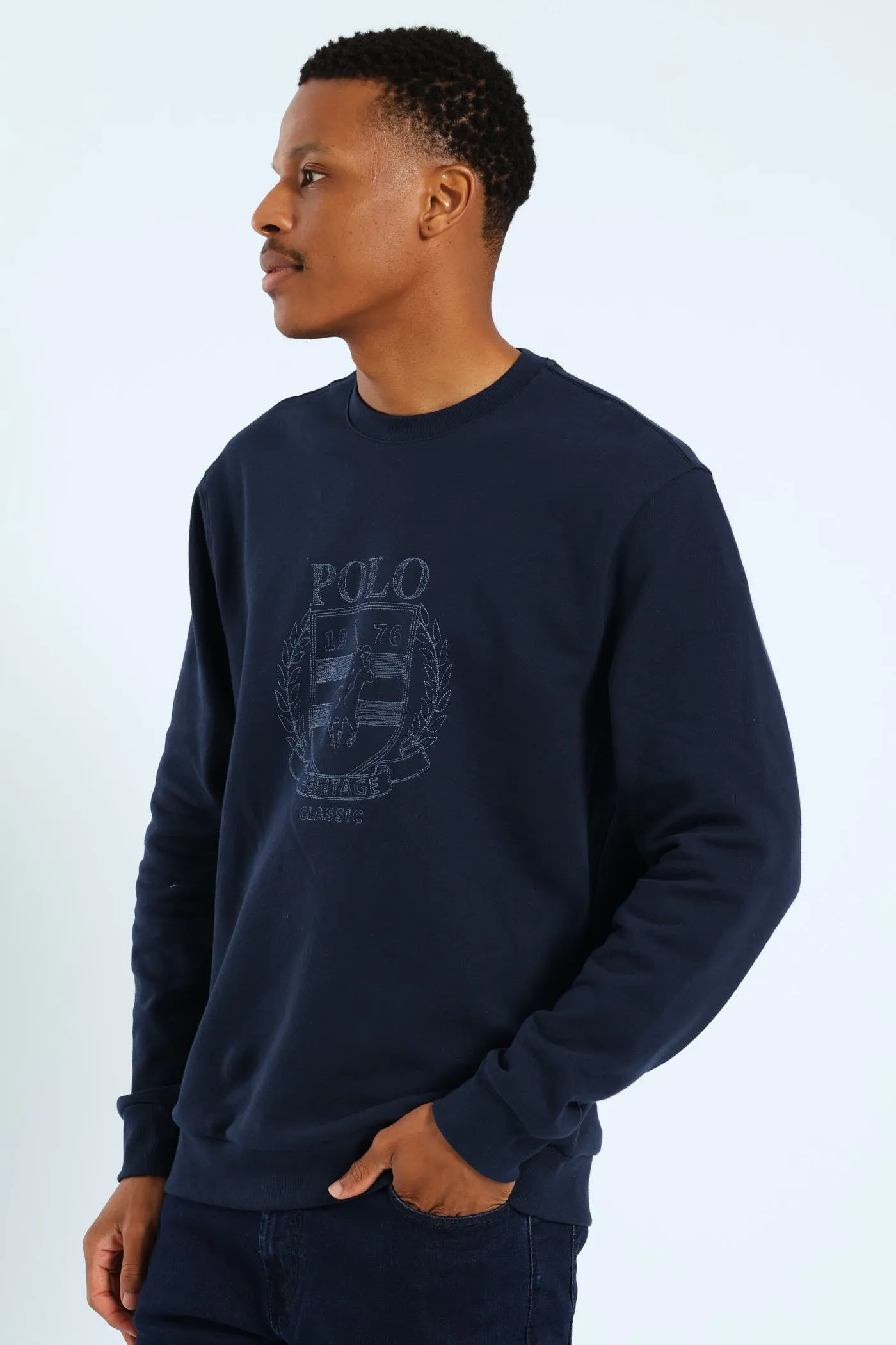 Miles Embroidered Sweater - Navy sold by Edgars product image thumbnail 3