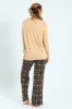 Soft Touch Long Sleeve Top & Pants Set - Light Brown sold by Edgars