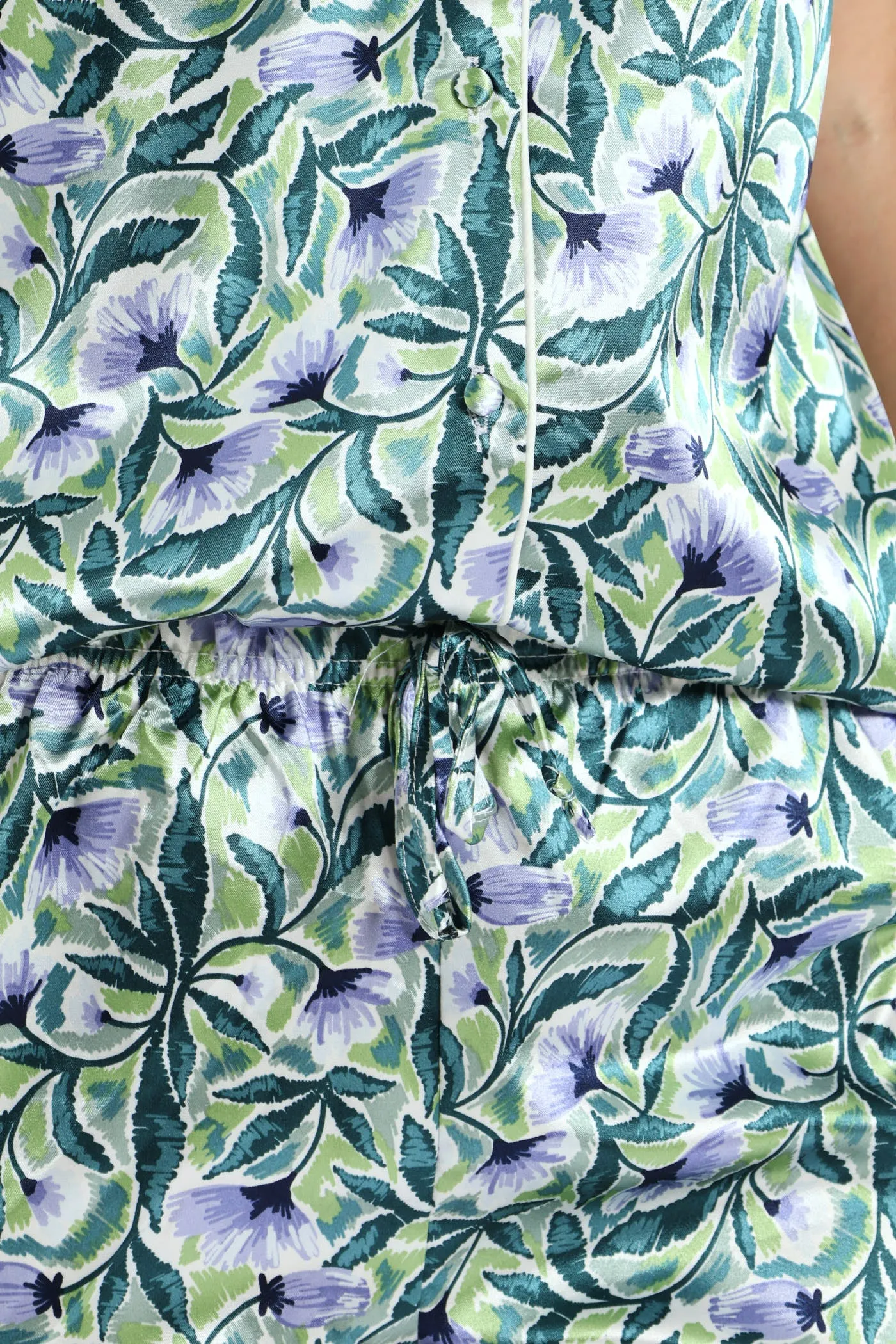 Satin Floral Sketch Button Through & Short Set - Mid Green sold by Edgars product image thumbnail 5