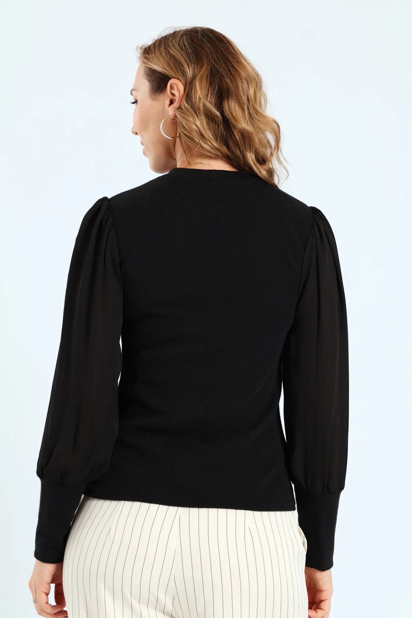 Textured Knitwear Combo Blouse - Black sold by Edgars product image thumbnail 3