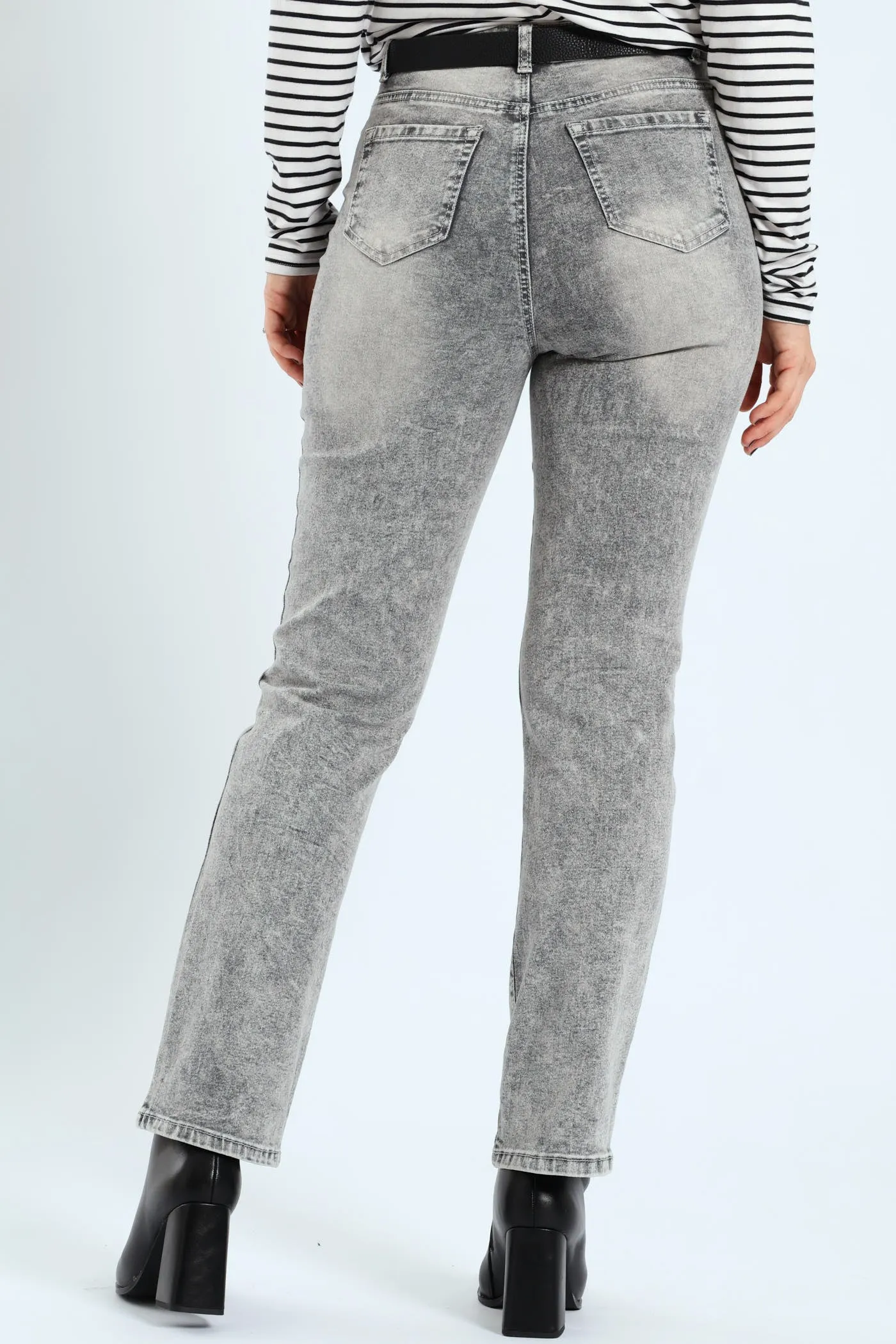 Hi-Rise Belted Straight Leg Denim - Salty Grey sold by Edgars product image thumbnail 3