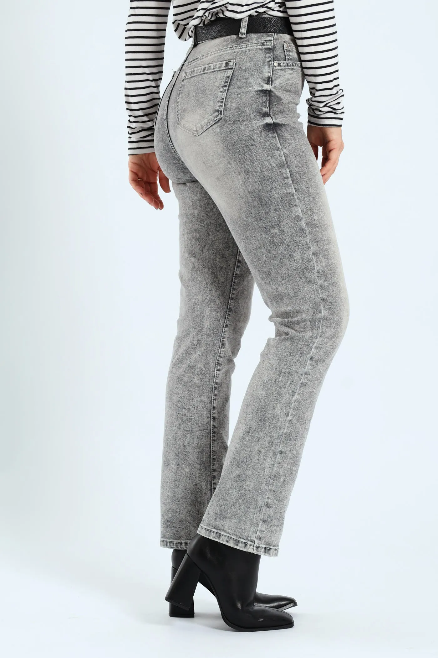 Hi-Rise Belted Straight Leg Denim - Salty Grey sold by Edgars product image thumbnail 2