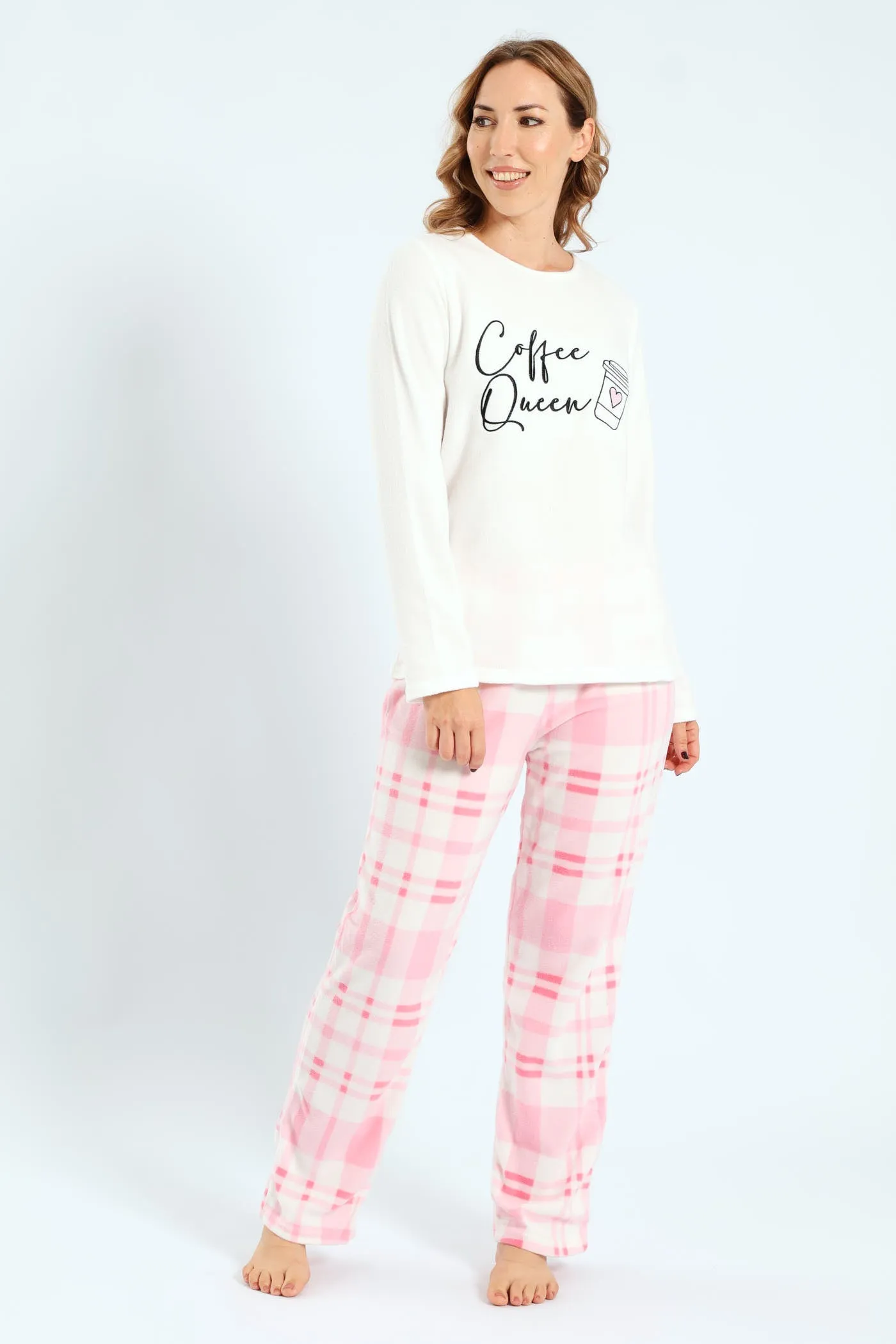 Polar Fleece Coffee Queen Sleep Set - White sold by Edgars