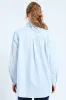 Long Sleeve Oversized Stripe Poplin Shirt - White/Blue sold by Edgars