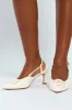 Monotone Trim Slingack Kitten Heel - Off White sold by Edgars