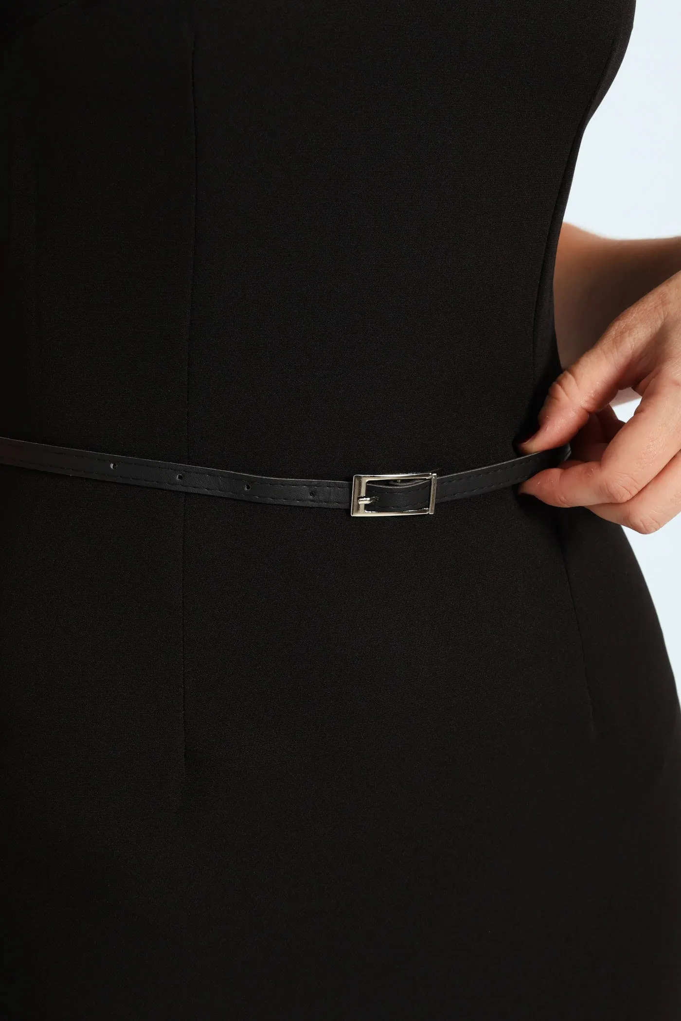 Belted Pleated Frill Hem Work Dress sold by Edgars product image thumbnail 2