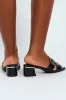 Metal Insert Heel Mule With Wide Vamp & Trim - Black sold by Edgars