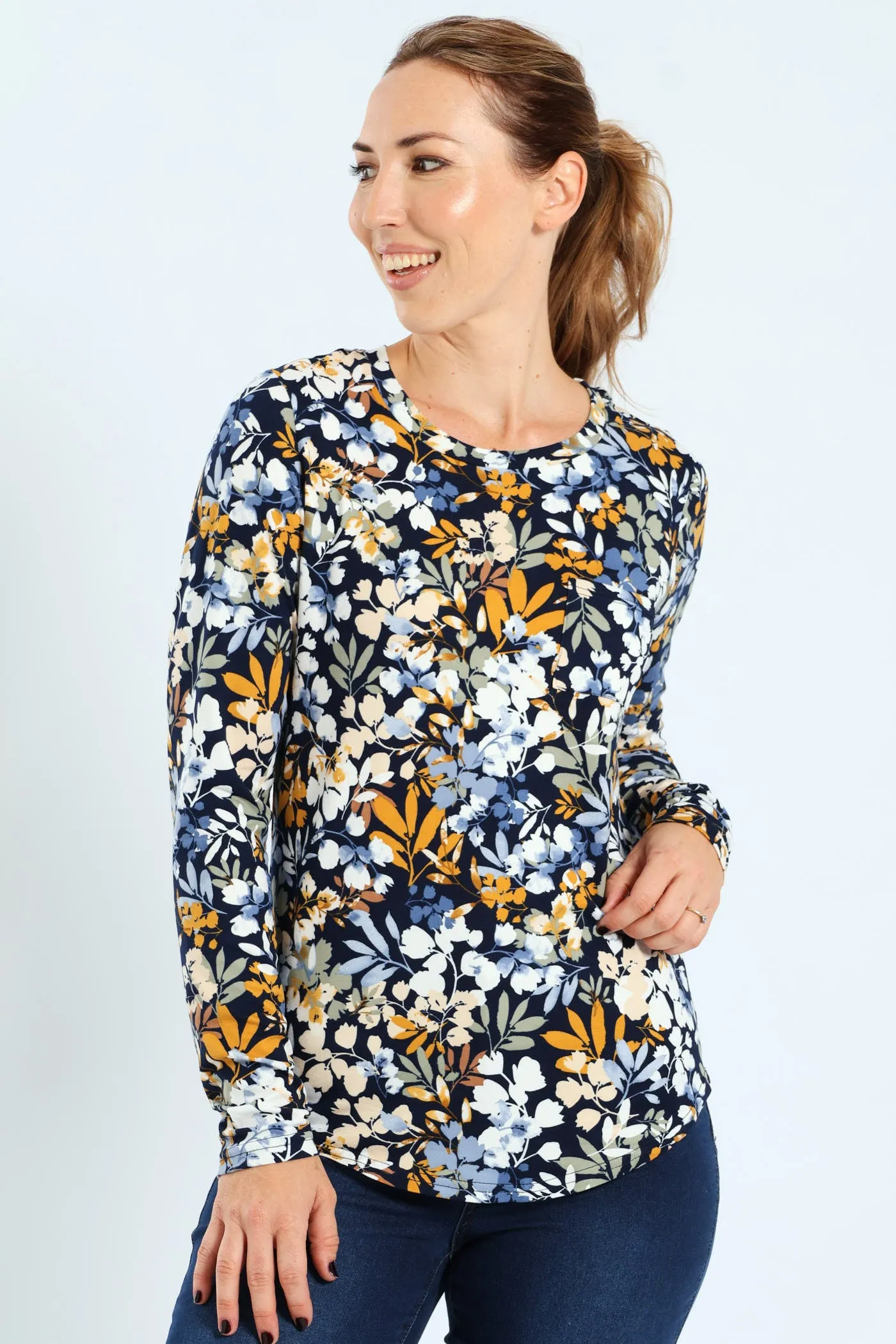 Print Pocket Crew Top sold by Edgars