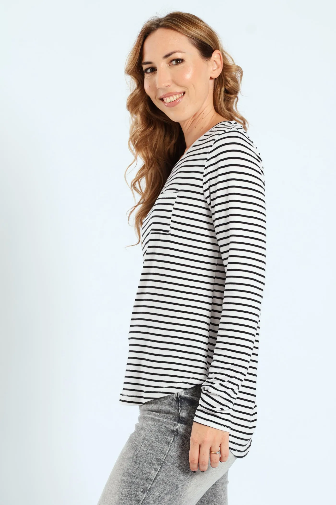 Stripe Pocket Crew Top - Black/Grey sold by Edgars product image thumbnail 2