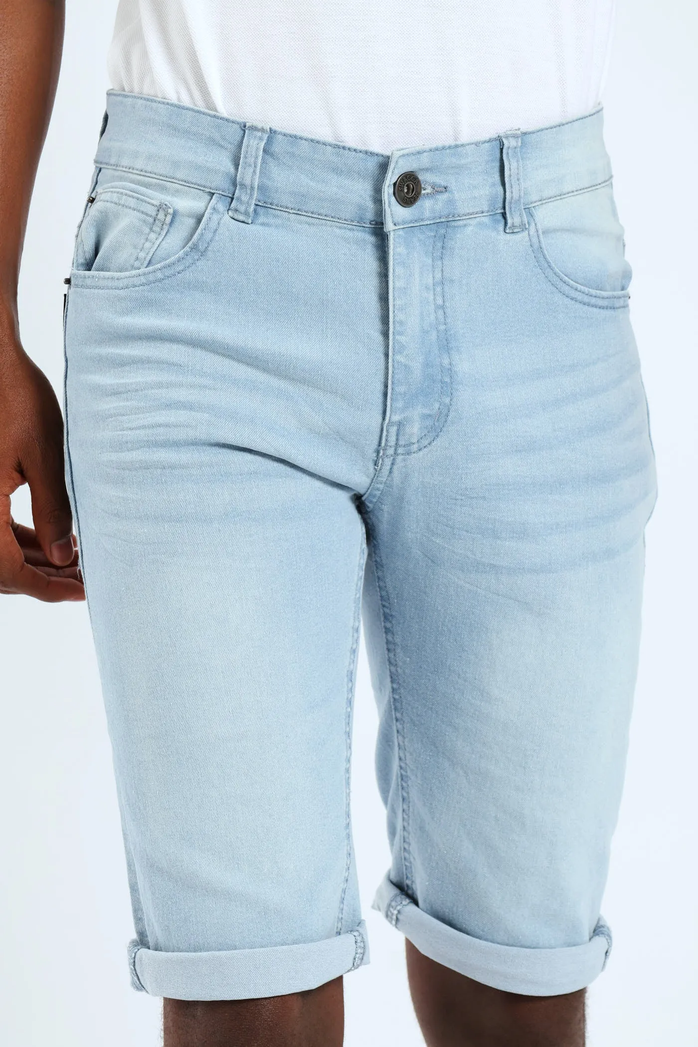 Denim Turnup Shorts - Light Blue sold by Edgars