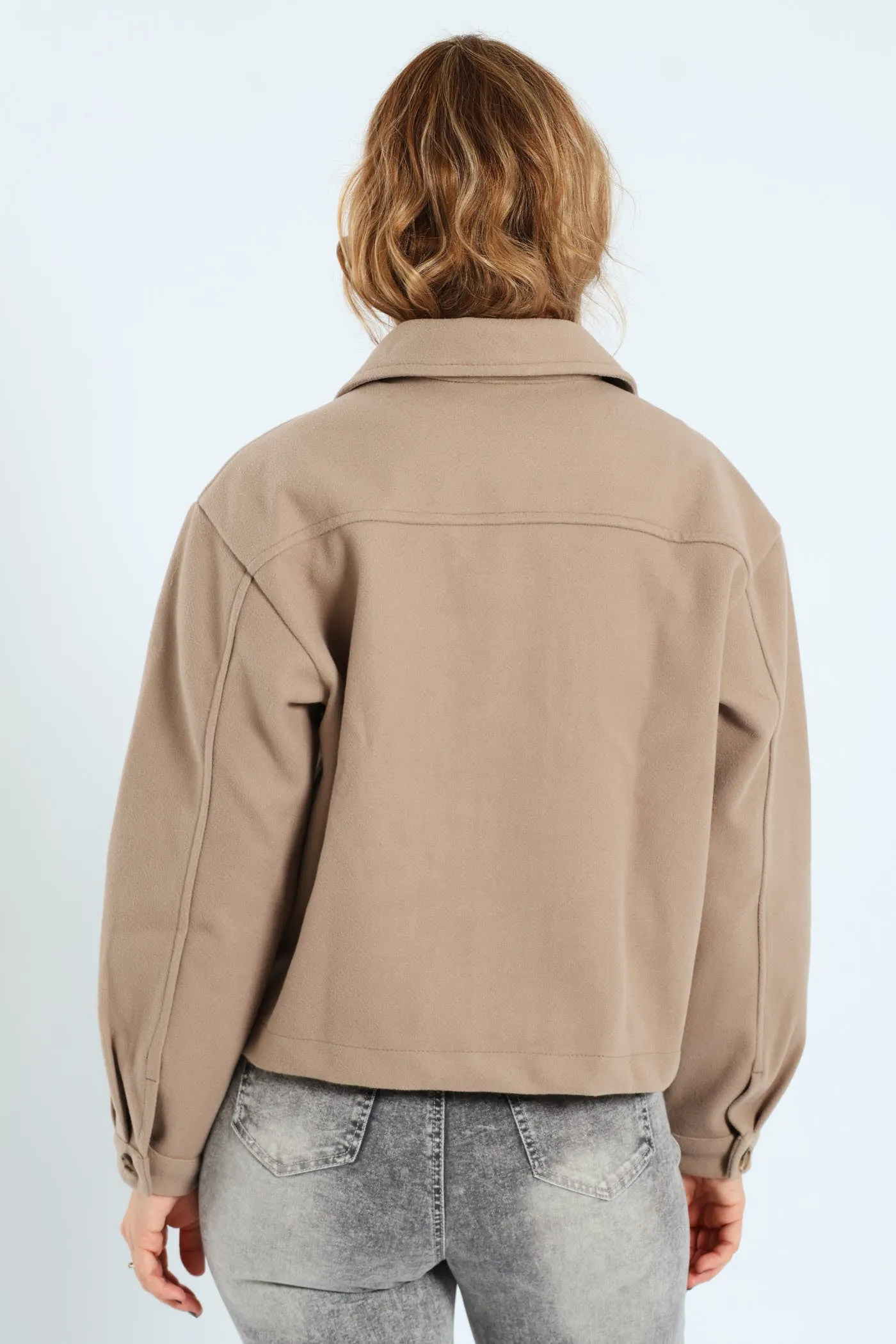 Utility Pocket Melton Trucker Jacket - Oatmeal Melange sold by Edgars product image thumbnail 3