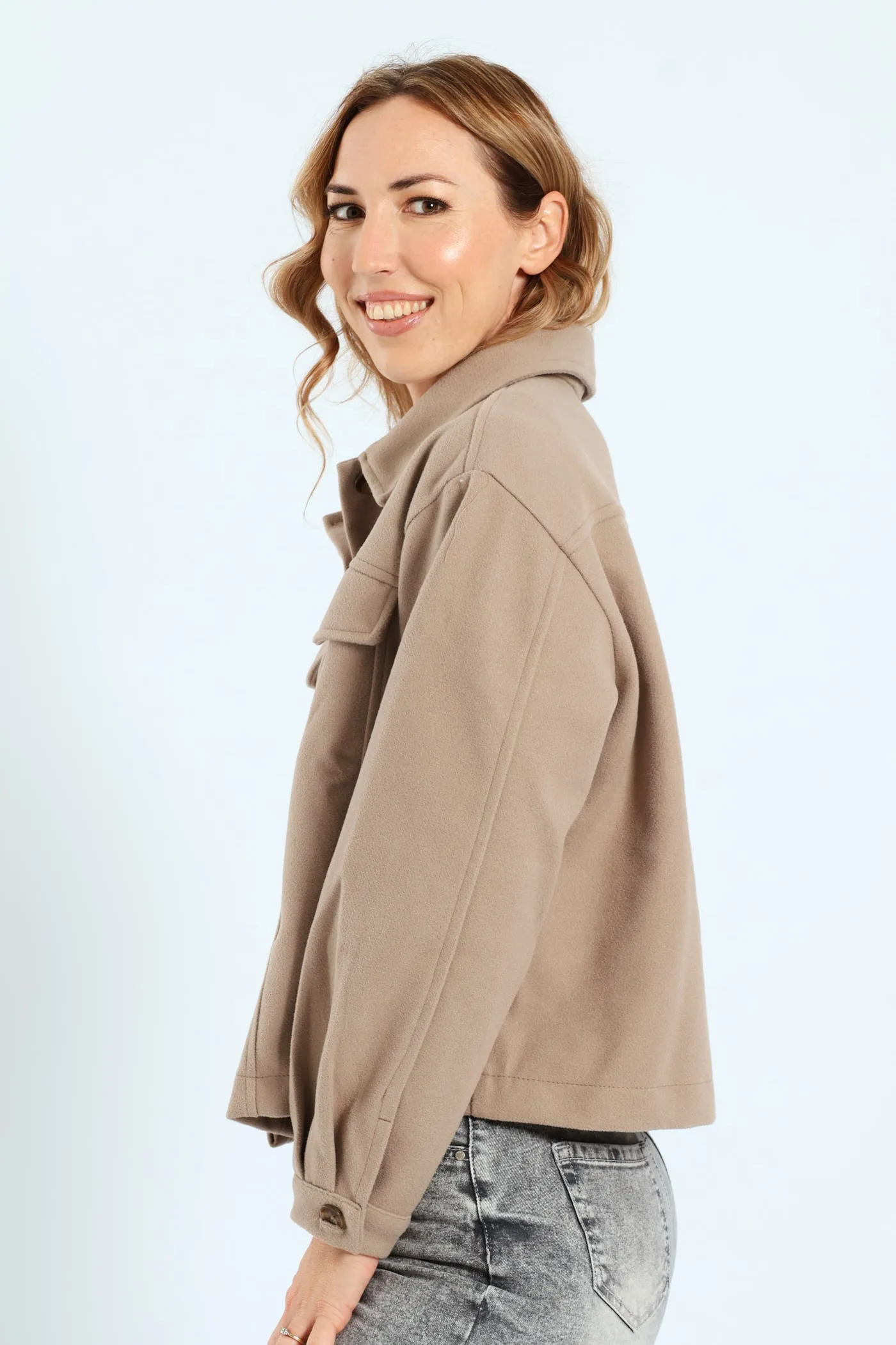 Utility Pocket Melton Trucker Jacket - Oatmeal Melange sold by Edgars product image thumbnail 2