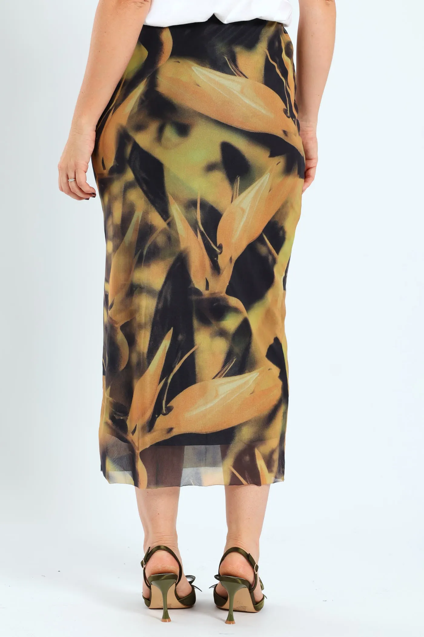 Pull-On Column Mesh Midaxi Skirt - Mustard sold by Edgars product image thumbnail 3