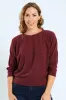 3/4 Sleeve Dolman Ribbed Top - Plum sold by Edgars