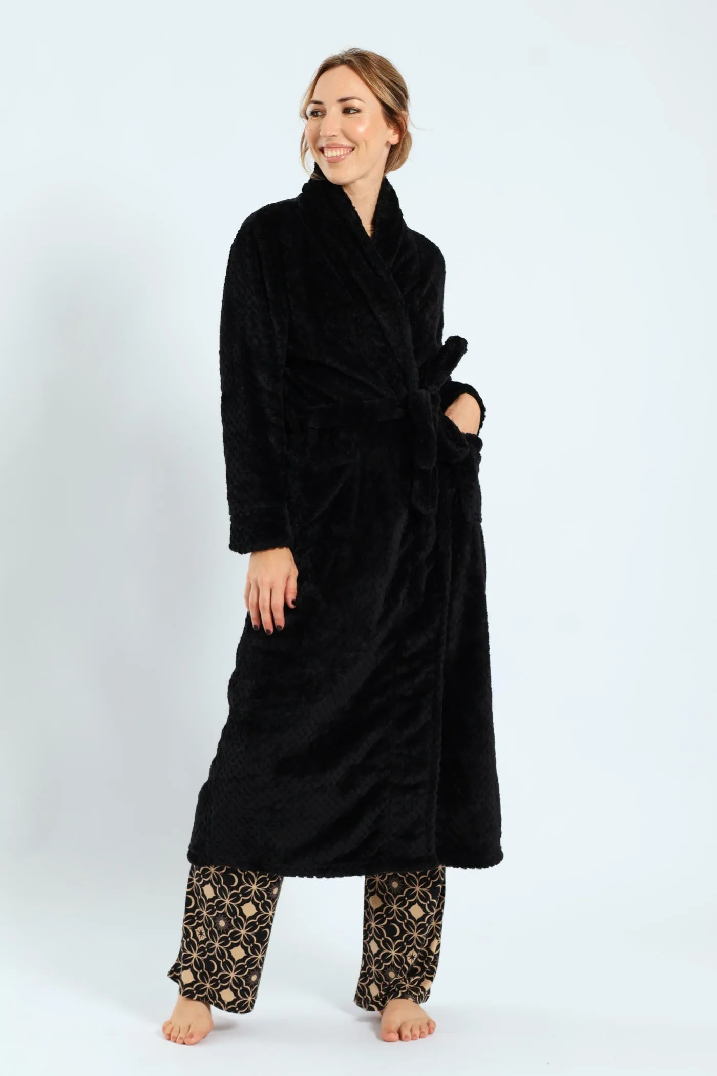 Waffle Textured Gown - Black sold by Edgars
