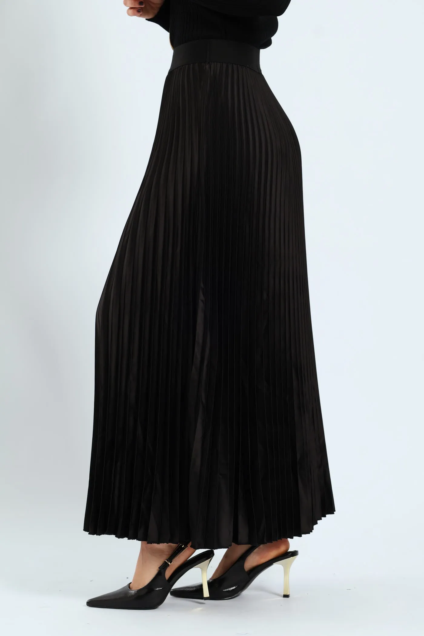 Pleated Satin Maxi Skirt - Black sold by Edgars product image thumbnail 3