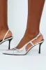 Crosstrap Buckle Kitten Court Heel - Silver sold by Edgars