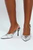 Crosstrap Buckle Kitten Court Heel - Silver sold by Edgars