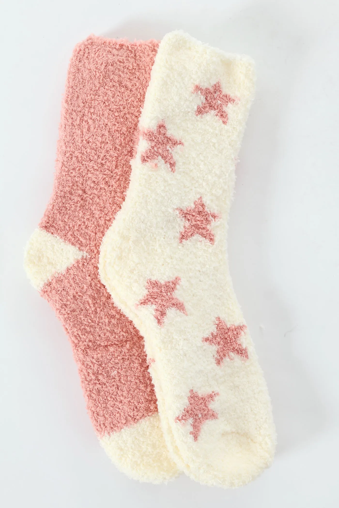 2 Pack Cosy Stars Socks - Pink sold by Edgars