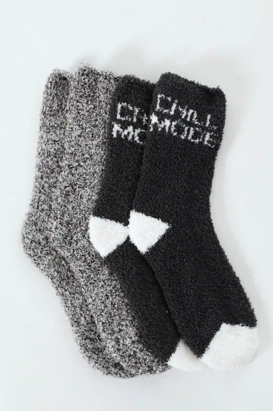 2 Pack Cosy Relax Mode Socks - Black sold by Edgars