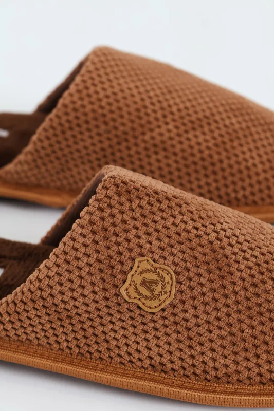 Weave Look Open Back Slipper - Brown sold by Edgars