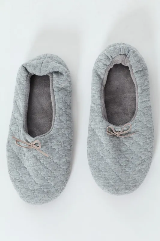 Quilted Ballerina Slipper Sock - Grey Melange sold by Edgars