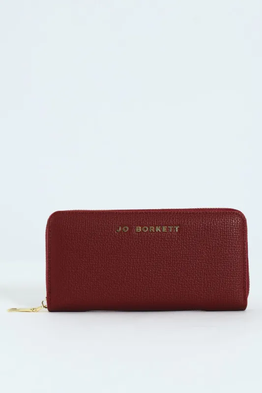 Carrie Pebble Raised Logo Ziparound Purse - Burgundy sold by Edgars