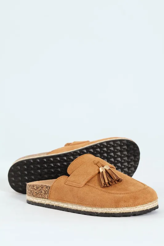 Tassle Detail Push In Mule - Natural sold by Edgars