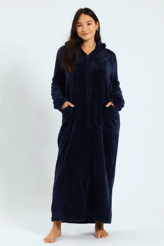 Ankle Length Zip Through Gown - Navy sold by Edgars