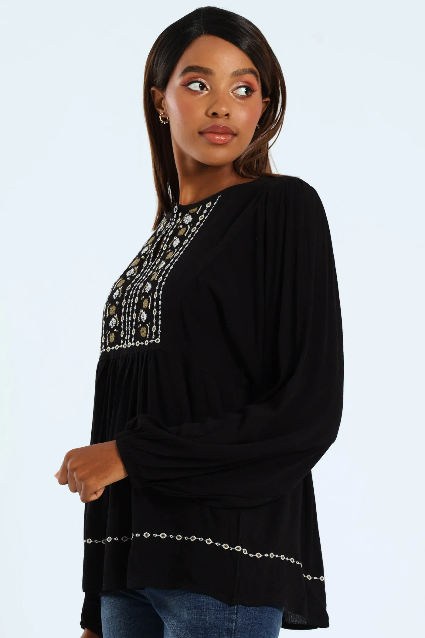 Embroidered Detail Boho Blouse - Black sold by Edgars product image thumbnail 5