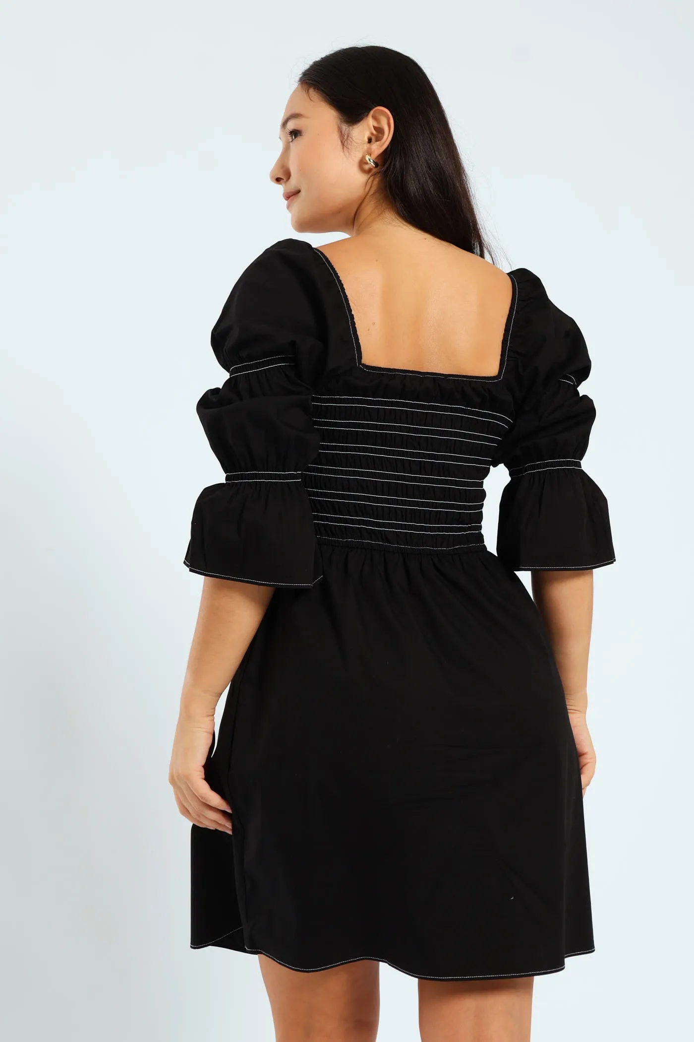 3/4 Center Stitch Smocked Mini Dress sold by Edgars product image thumbnail 3