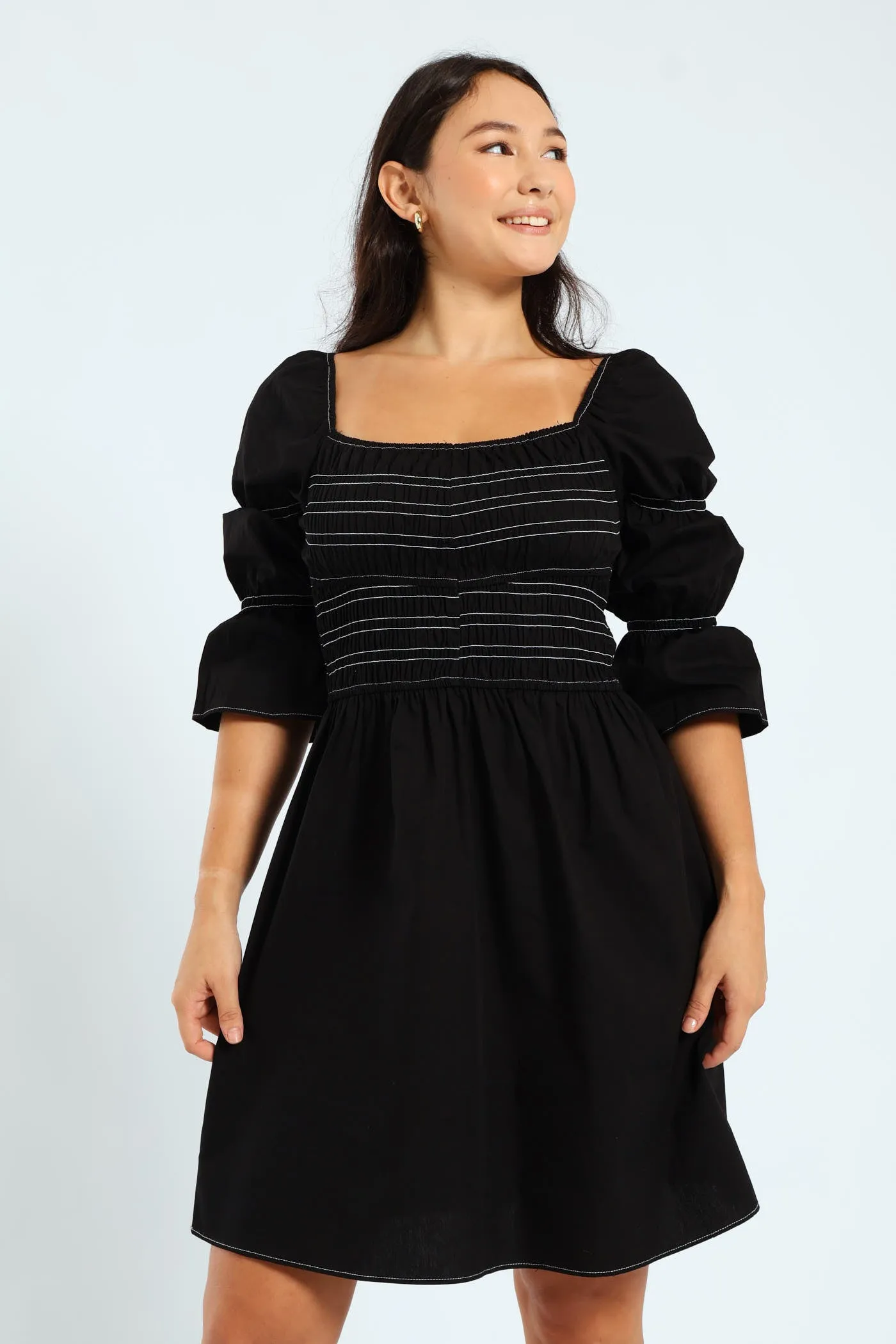 3/4 Center Stitch Smocked Mini Dress sold by Edgars product image thumbnail 4