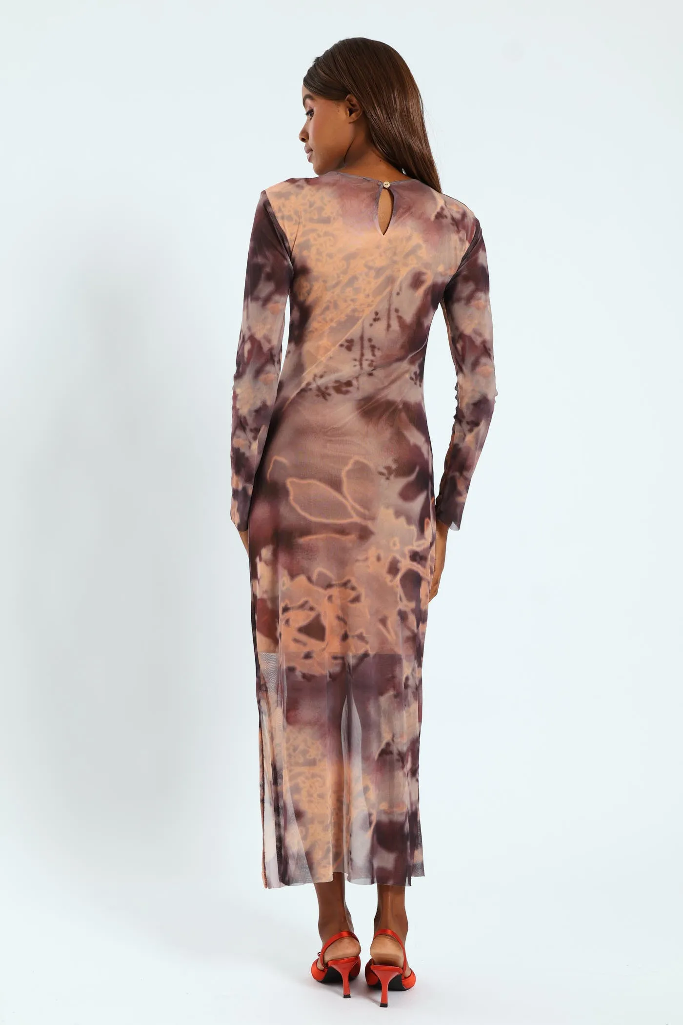 Drape Detail Tie Dye Mesh Midi Dress sold by Edgars product image thumbnail 4