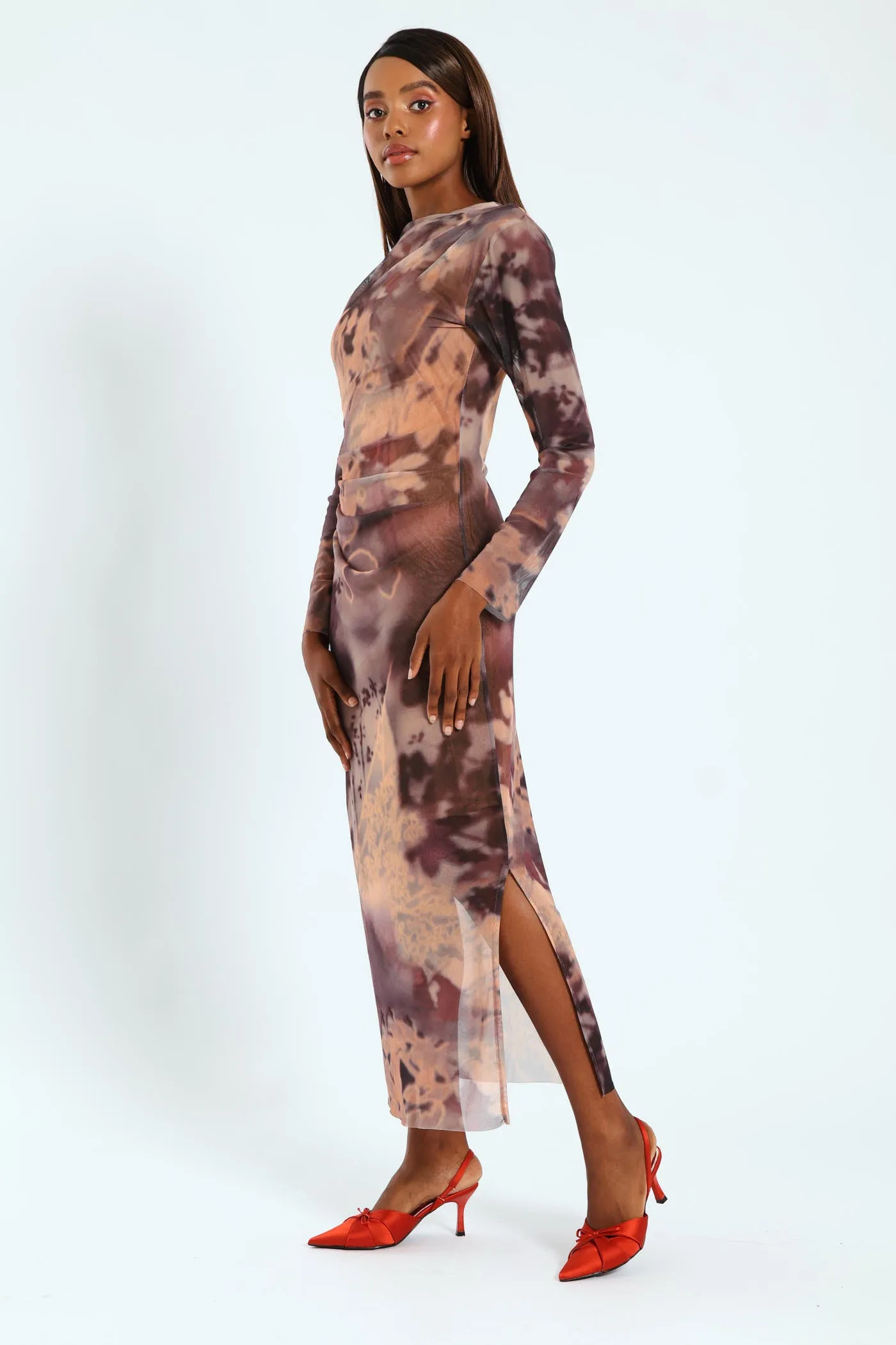 Drape Detail Tie Dye Mesh Midi Dress sold by Edgars product image thumbnail 3