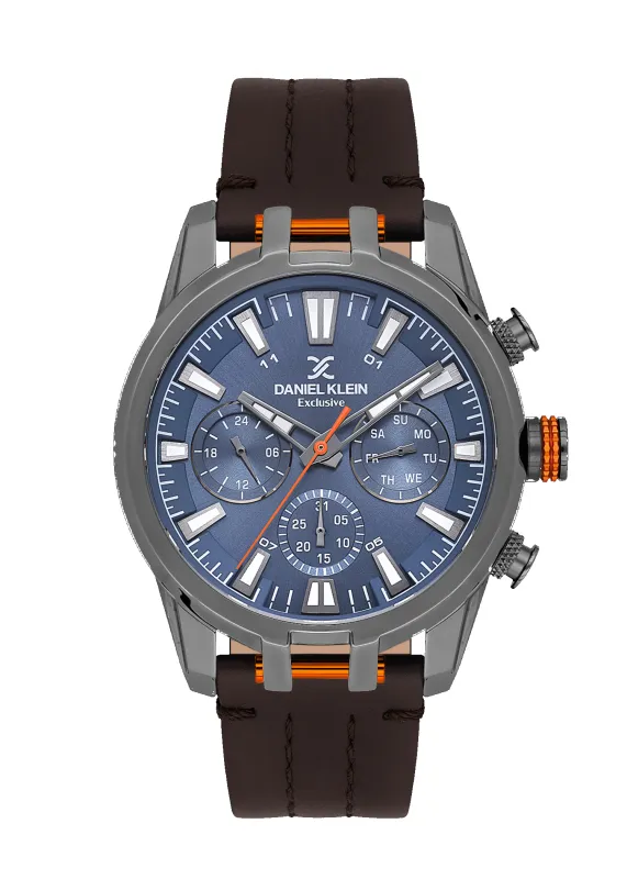 Gunmetal Case & Blue Dial With Brown Strap - Gunmetal sold by Edgars