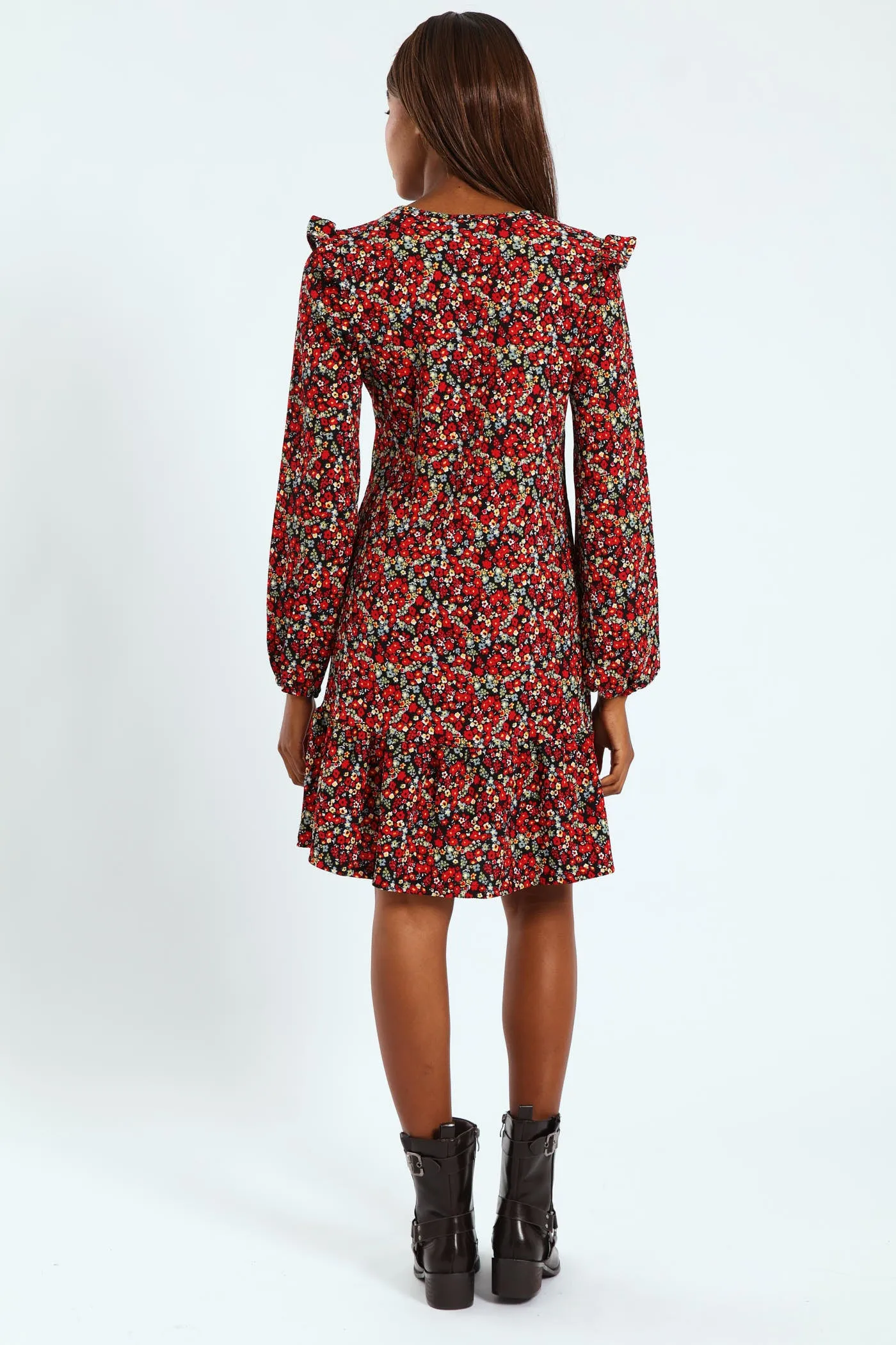 V-Neck Shoulder Frill Crinkle Mini Dress sold by Edgars product image thumbnail 3