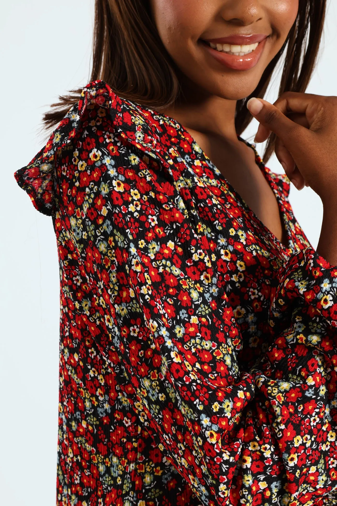 V-Neck Shoulder Frill Crinkle Mini Dress sold by Edgars product image thumbnail 2